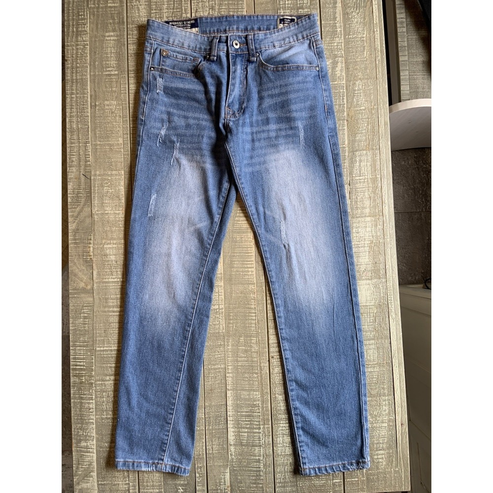 Amongst Others Mens Jeans 28x30 Blue Slim Stretch Distressed Denim Zip Fly Pants